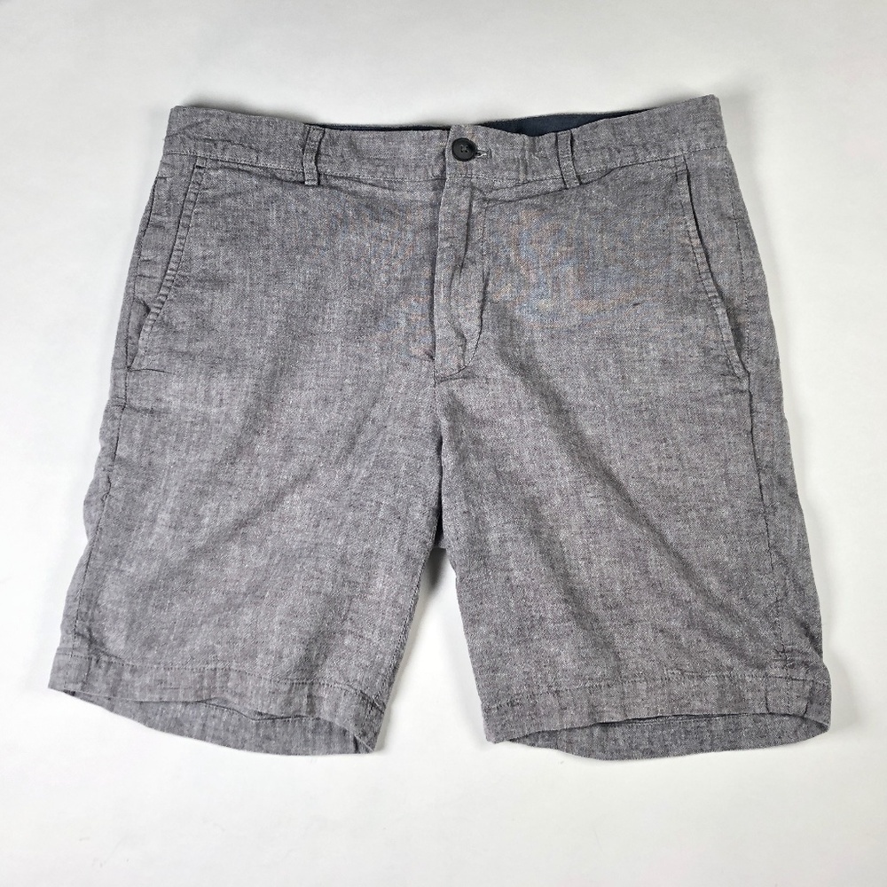 Club Monaco Men's Heather Grey Linen Shorts, Size 30